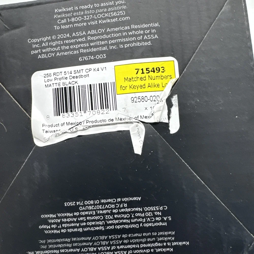 Kwikset  matte  Black Round Single Cylinder Deadbolt 92580-020 low‎ profile